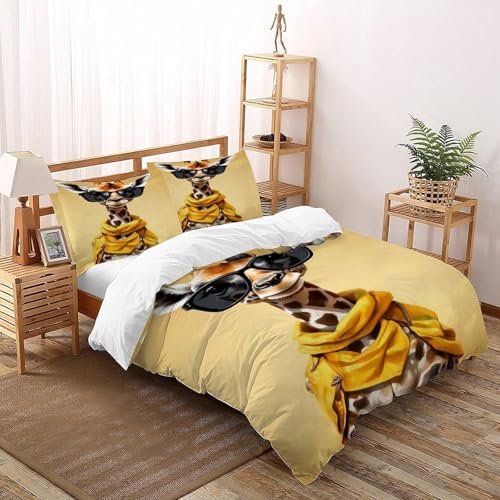 SOJFGSNAJ Brille Hirsch Bettwäsche Damen Kinder Mädchen Wendebettwäsche Für Einzelbett - Bettbezug Bettbezug Mit Kissenbezug King（220x240cm） von SOJFGSNAJ