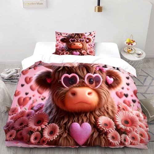 SOJFGSNAJ Brillen Bull Bettdeckenbezug Damen Kinder Mädchen Wendebettwäsche Für Einzelbett - Bettbezug Mit Reißverschluss Und 2 Kissenbezug Double（200x200cm） von SOJFGSNAJ