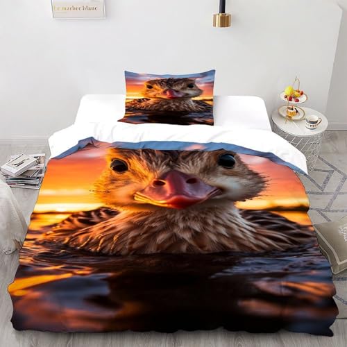 SOJFGSNAJ Ente Bettwäsche Damen Kinder Mädchen Wendebettwäsche Für Einzelbett - Bettbezug Bettbezug Mit Kissenbezug Double（200x200cm） von SOJFGSNAJ