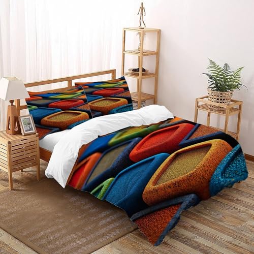 SOJFGSNAJ Farbe Box Bettbezug Damen Kinder Mädchen Wendebettwäsche Für Einzelbett Bettwäsche Aus Microfaser Bettbezug Mit Kissenbezug Super King（260x220cm） von SOJFGSNAJ