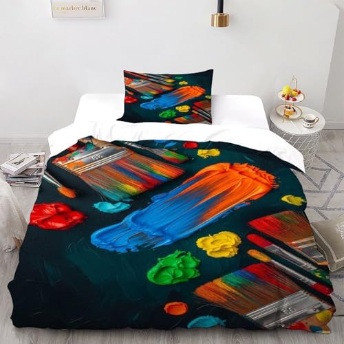 SOJFGSNAJ Farbige Pinsel Bettwäsche Set Für Allergiker Bettwäsche Aus Microfaser Bettbezug Mit Kissenbezug Double（200x200cm） von SOJFGSNAJ