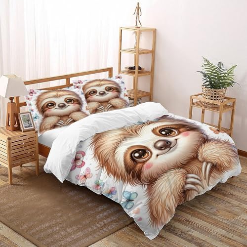 SOJFGSNAJ Faulheit Bettdeckenbezug Damen Kinder Mädchen Wendebettwäsche Für Einzelbett - Bettbezug Mit Reißverschluss Und 2 Kissenbezug Super King（260x220cm） von SOJFGSNAJ