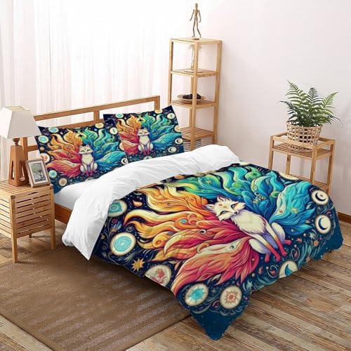 SOJFGSNAJ Fuchs Bettwäsche Damen Kinder Mädchen Wendebettwäsche Für Einzelbett - Bettbezug Bettbezug Mit Kissenbezug Super King（260x220cm） von SOJFGSNAJ