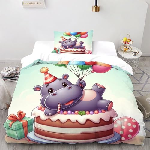 SOJFGSNAJ Geburtstagskuchen Bettbezug Für Allergiker Bettwäsche Aus Microfaser - Bettbezug 1er + Kissenbezug 2er, Mit Reißverschlus Double（200x200cm） von SOJFGSNAJ