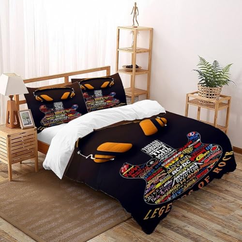 SOJFGSNAJ Gitarre Bettdeckenbezug Damen Kinder Mädchen Wendebettwäsche Für Einzelbett - Bettbezug Mit Reißverschluss Und 2 Kissenbezug King（220x240cm） von SOJFGSNAJ