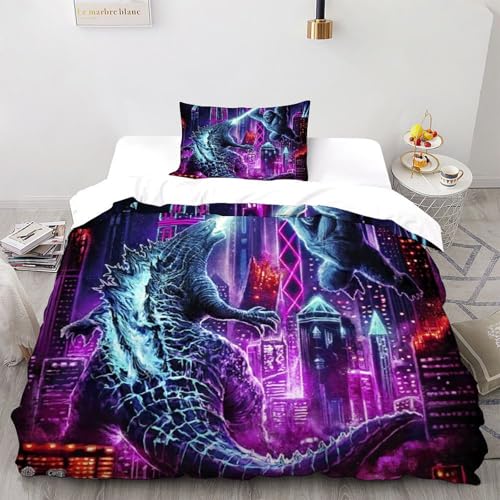 SOJFGSNAJ Godzilla V Kong from Cavitycolors Bettwäsche Set Für Allergiker Bettwäsche Aus Microfaser - Bettbezug Mit Reißverschluss Und 1 Kissenbezug Single（135x200cm） von SOJFGSNAJ