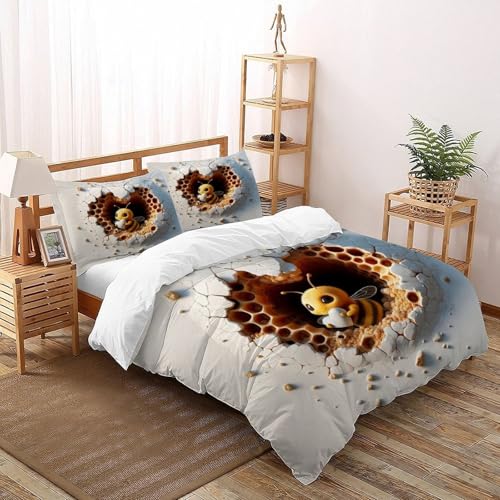 SOJFGSNAJ Honigwaben Bettwäsche Set Damen Kinder Mädchen Wendebettwäsche Für Einzelbett - Bettbezug -Bettdeckenbezug Set Mit Reißverschluss King（220x240cm） von SOJFGSNAJ