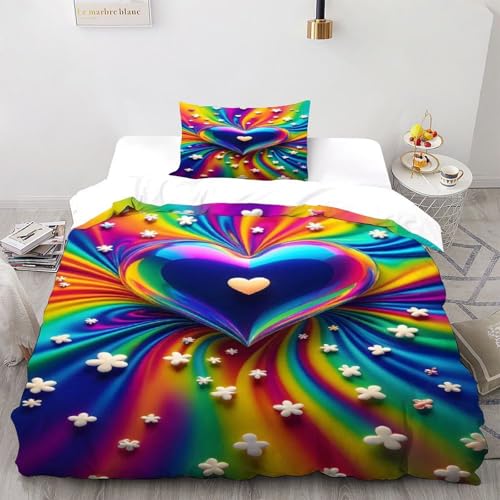 SOJFGSNAJ Liebe Totem Bettbezug Für Allergiker Bettwäsche Aus Microfaser - Bettbezug 1er + Kissenbezug 2er, Mit Reißverschlus Double（200x200cm） von SOJFGSNAJ