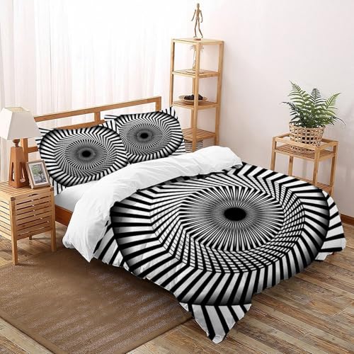 SOJFGSNAJ Regel Schwarz-Weiß Totem Bettwäsche Damen Kinder Mädchen Wendebettwäsche Für Einzelbett - Bettbezug -Bettdeckenbezug Set Mit Reißverschluss Super King（260x220cm） von SOJFGSNAJ