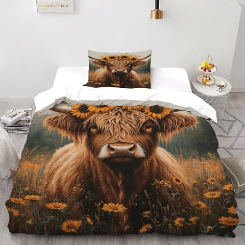 SOJFGSNAJ Rinder Bettwäsche Set Damen Kinder Mädchen Wendebettwäsche Für Einzelbett - Bettbezug -Bettdeckenbezug Set Mit Reißverschluss Double（200x200cm） von SOJFGSNAJ