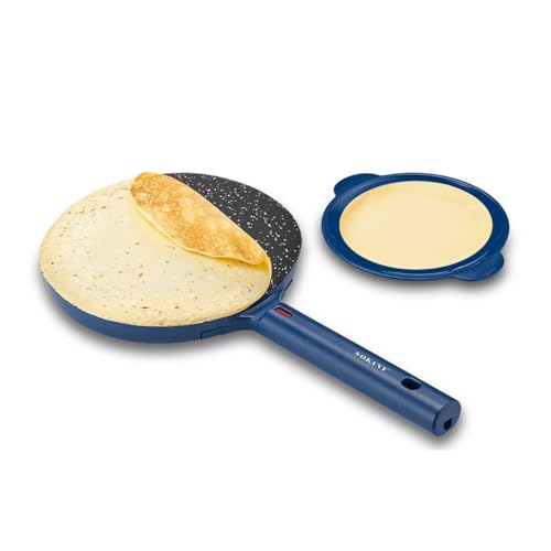 SOKANY Crepes Maker, Elektrischer Crêpes-Maker mit Cool-Touch-Griff, Antihaftbeschichtung, Temperatur-Automatik, 20cm Durchmesser Crepesmaker, Für Crepes, Pancakes und Taccos (Blau) von SOKANY