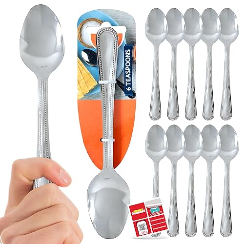 SOL Teelöffel-Set, Edelstahl, 6 x 2 Stück, für Dessert, Kaffee und Tee, kleine Löffel, spülmaschinenfest, für Zuhause, Küche und Restaurant, 12 Stück von SOL
