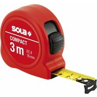 Compact Roll-Maßband Rollmeter 3m mit EG-Prüfzeichen-Genauigkeit 2 rot - Sola von SOLA
