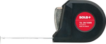 SOLA Taschenrollbandmaß Talmeter L.3m ausklappbare Messlasche Band-B.16mm von Sola
