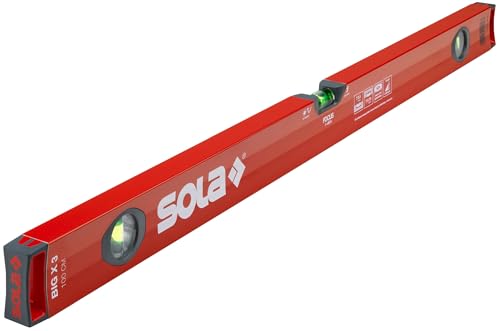 SOLA BIGX3 100 - Wasserwage 100 cm - patentierte SOLA-FOCUS Libelle - mit schockabsorbierenden Endkappen von SOLA