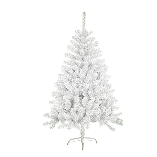 SOLAGUA NAVIDAD Künstlicher Weihnachtsbaum, Lametta-Blatt-Tanne 120–210cm Bäume mit Metallunterstützung (Glänzend Weiß, 150cm 293Tips) von SOLAGUA NAVIDAD