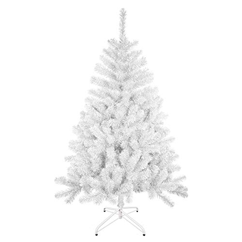 SOLAGUA NAVIDAD Künstlicher Weihnachtsbaum, Lametta-Blatt-Tanne 120–210cm Bäume mit Metallunterstützung (Glänzend Weiß, 210cm 668Tips) von SOLAGUA NAVIDAD