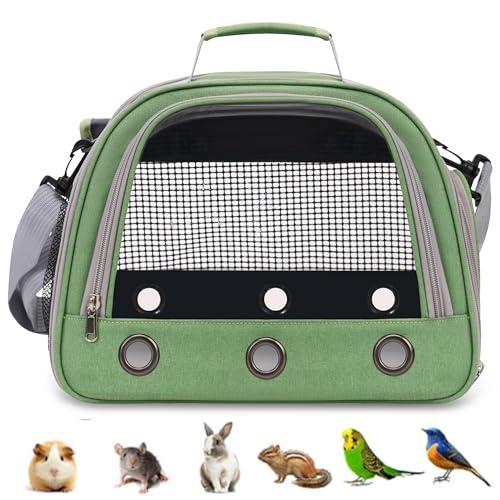 SOLAPOLLO Tragetasche für Papageien, atmungsaktiv, für Hamster, Reisetasche, Outdoor, Kaninchen, Igel, Vogel, tragbare Handtasche (grün) von SOLAPOLLO