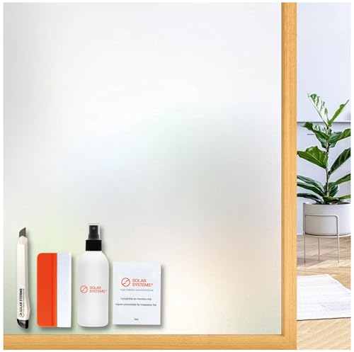 Solar Systems Selbstklebende Fensterfolie Sichtschutzfolie Milchglasfolie - Anti-UV Fensterschutzfolie mit Montagesatz für Büro, Badzimmer - Gewährleistet Diskretion - Weiße Matt (152x100cm) von SOLAR SYSTEMS