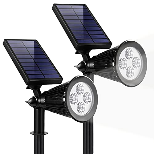 Solar Lichter im Freien, 2-in-1 wasserdichte justierbare solarbetriebene Landschaft Spotlights, Auto Ein/Aus Solar Garten Licht für Yard Pathway Rasen Baum Patio Garten Halloween Dekoration (Weiß) von SOLARBABY