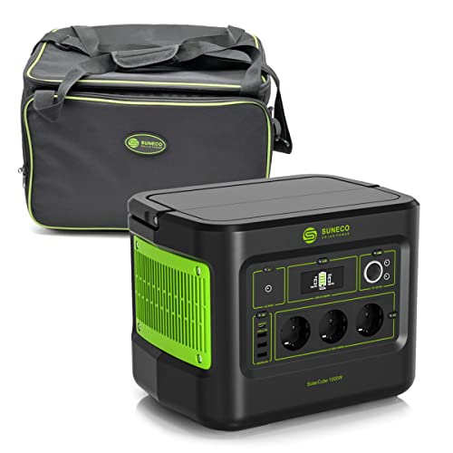 SOLARCUBE Tragbare Powerstation | 1024Wh MaxAkku | LiFePO4-Batterie | bis zu 2000W Spitzenleistung | mit 1x Powerstation Tragetasche | Balkonkraftwerk | Solargenerator & Stromspeicher von SOLARCUBE