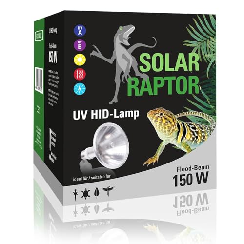 SOLAR RAPTOR HID UV-Strahler, Metalldampflampe, Wärme & UV-Lampe für Terrarien (150 Watt/Flood) von SOLAR RAPTOR