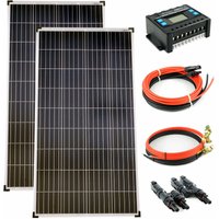 Komplettset 2x140 Watt Poly Solarmodul 20A Laderegler Kabel Solar Photovoltaik Inselanlage von SOLARTRONICS