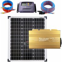 Solartronics - Solaranlage 50 Watt 12V Set mit Spannungswandler Laderegler 10A gelb Kabel 5 Meter Set von SOLARTRONICS