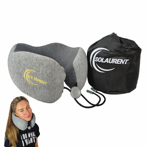 SOLAURENT Reisekissen, Memory-Schaum, Reisekissen, Nackenkissen, Schmerzlinderung, Flugzeug, Premium Oekotex und Certi-Pur von SOLAURENT