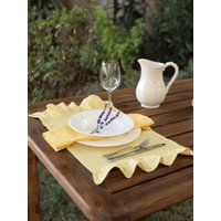 Gelbes Gingham-Tischset Wasserdichtes Baumwoll-Leinen-Set von SOLEBOHO