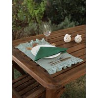 Grün Gingham Rüschen-Tischsets Wasserdichte Bauernhaus-Tischdekoration von SOLEBOHO