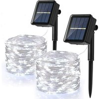 2er-Pack] Solar-Lichterkette für den Außenbereich, 120 LEDs, wasserdichte Solar-Lichterkette, 12 m, 8 Modi, Kupferdraht-Lichterkette für Garten, von SOLEIL
