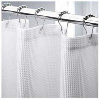 Waffel-Duschvorhang 180 x 210 cm lang, strapazierfähiger Stoff-Duschvorhang mit Waffelmuster, Badezimmer-Duschvorhänge in Hotelqualität von SOLEIL