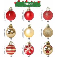 Weihnachtskugeln, 50 Stück Christbaumschmuck Weihnachtskugeln mit Rot und Gold Weihnachtskugel, Christbaumschmuck Weihnachtskugeln mit Umhängeband für von SOLEIL