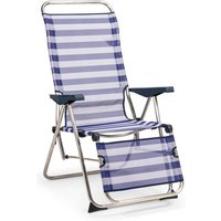 Gartenliegestuhl Verstellbar Solenny Relax mit Anatomischem Rückenlehe Blau und Weiß 75x63x114 cm 5 Positionen von SOLENNY