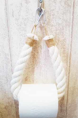 Solenzo - Toilettenpapierhalter Vintage – Handtuchhalter – weißes Seil – maritimer Stil von SOLENZO