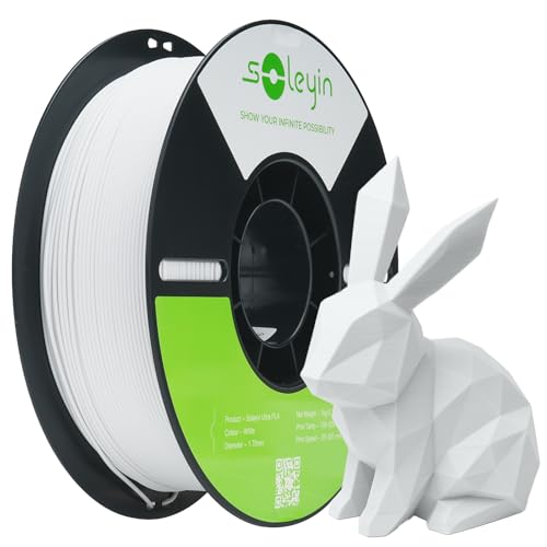 SOLEYIN Ultra PLA Filament 1.75mm Weiß, 3D Drucker Filament 1kg Hochgeschwindigkeit 30-300mm/s Umweltfreundliche, für die meisten 3D-Drucker Creality Ender K1 K1C K2 plus von SOLEYIN