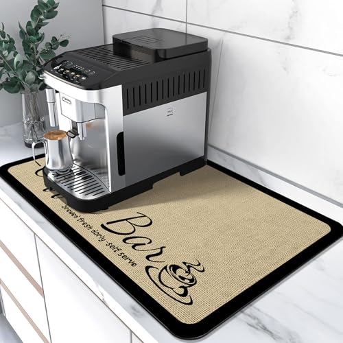 Kaffeematte Super saugfähige Trocknungsmatte,Kaffeemaschine Matte Unterlage,Saugstarke Trockenmatte Unterlage Für Kaffeemaschine,Abtropfmatte für Küche, Bad, Theke, Spüle (40x60cm) von SOLIC