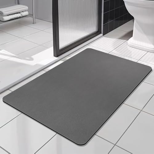 SOLIC Badematte Rutschfester Superabsorbierende Badezimmerteppich, schnelltrocknende Badvorleger, Saugfähige Badvorleger,Duschvorleger für Dusche, Badewannen und Badezimmer (Dunkelgrau, 60x150cm) von SOLIC