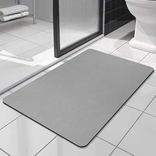 SOLIC Badematte Rutschfester Superabsorbierende Badezimmerteppich, schnelltrocknende Badvorleger, Saugfähige Badvorleger,Duschvorleger für Dusche, Badewannen und Badezimmer (Grau, 60x150cm) von SOLIC