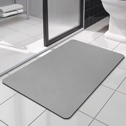 rutschfeste Badematte Super Absorbierende Badezimmerteppich, schnelltrocknende Badvorleger, Waschbar Duschvorleger für Dusche, Badewannen und Badezimmer (Grau, 40x60cm) von SOLIC