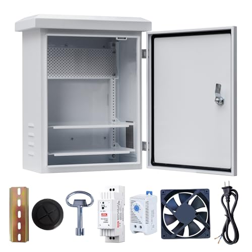 Elektrische Box, Stahl-Elektrogehäuse, IP-wasserdichte Box für Outdoor-Elektronik, NEMA Außengehäuse, Projektorbox-Gehäuse für Elektronik, 16x12x8 mit Lüfter und Theremostat Elektrische Box, Stahl-Elektrogehäuse, IP-wasserdichte Box für Outdoor-Elektronik, NEMA Außengehäuse, Projektorbox-Gehäuse für Elektronik, 16x12x8 mit Lüfter und Theremostat von SOLICASE