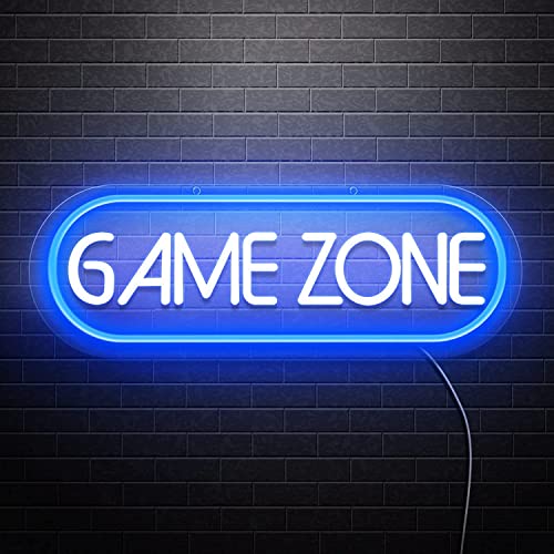 SOLIDEE Neon Sign Game Zone Neon Schild Dimmbar Leuchtreklame LED Gaming Zimmer Deko Leuchtschrift für Wand Game Room Spielzimmerdekoration Geschenk für Teenager Freunde jugendzimmer Jungen(blau) von SOLIDEE