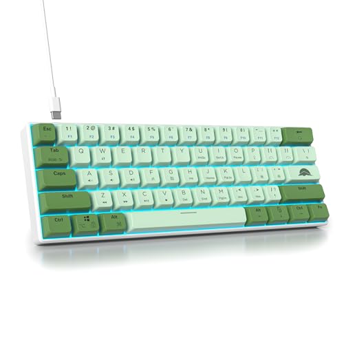 SOLIDEE mechanische gaming tastatur 60 prozent,61 Tasten kompakte mechanische tastatur RGB Hintergrundbeleuchtung,60% prozent tastatur mechanisch QWERTY,Roter Schalter für Win/Mac PC Laptop(61 Matcha) von SOLIDEE
