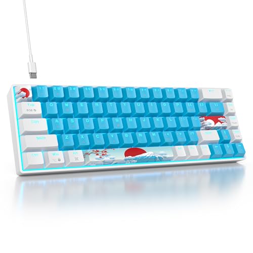 SOLIDEE mechanische Gaming Tastatur 65 Prozent,68 Tasten kompakte mechanische Tastatur RGB Hintergrundbeleuchtung,65 Prozent Tastatur mechanisch QWERTY,Roter Schalter für Win/Mac PC Laptop(68 Blue) von SOLIDEE