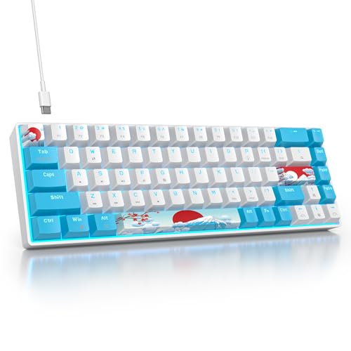 SOLIDEE mechanische Gaming Tastatur 65 Prozent,68 Tasten kompakte mechanische Tastatur RGB Hintergrundbeleuchtung,65 Prozent Tastatur mechanisch QWERTY,Roter Schalter für Win/Mac PC Laptop(68 Sea) von SOLIDEE