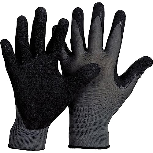 SOLIDSTAR 1 Paar Nylon-Feinstrick-Handschuhe mit Latex-Beschichtung grau/schwarz Größe 7 von SOLIDSTAR