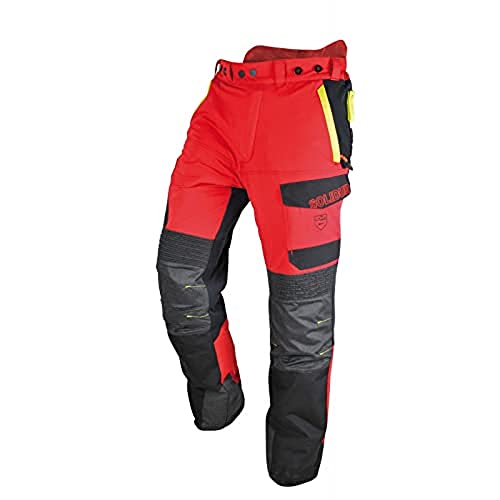 Solidur INPA7P - Infinity - Typ A Klasse 1 - Kettensägenhosen - Für längere Beine (+7Cm) - Außergewöhnlicher Komfort und Schutz - Größe L - Rot von Solidur