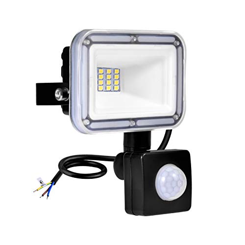 10W LED Flutlicht mit Bewegungsmelder Led Strahler 800lm Wasserdicht IP67 Außenstrahler 6500K Tageslichtweiß LED Arbeitsleuchte Baustrahler Arbeitslicht Flutlicht Außenstrahler für Garage Garten von SOLIKU