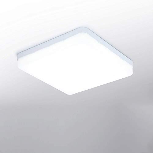 LED Deckenleuchte 24W 2160lm Quadratische Deckenlampe 6500K Kaltweiß Panel Light Badezimmerleuchte Innenbeleuchtung für Schlafzimmer Küche Flur Büro Esszimmer 18 * 18 * 4cm von SOLIKU